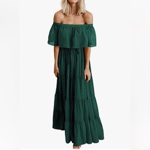 Green Swiss Dot Maxi Dress